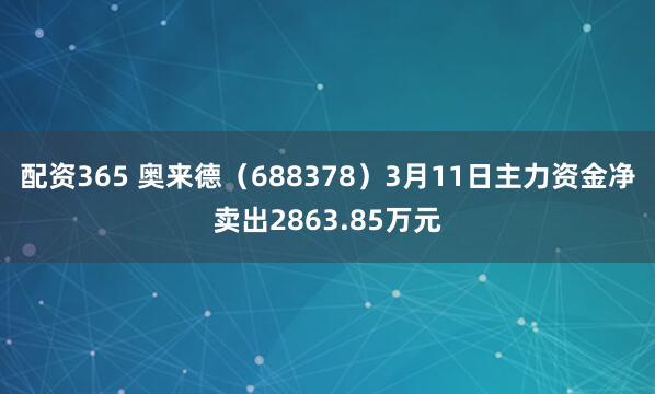 配资365 奥来德（688378）3月11日主力资金净卖出2863.85万元