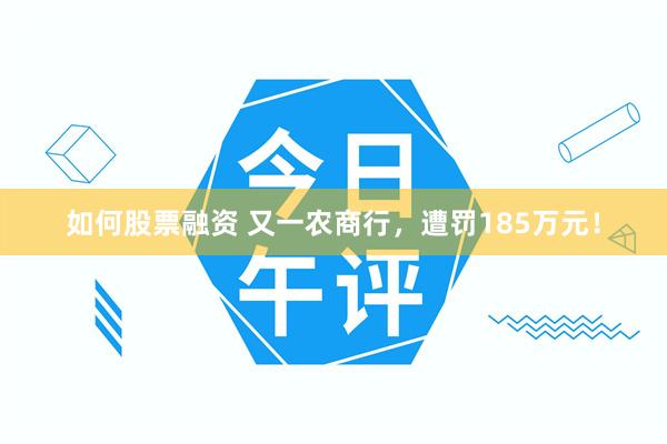 如何股票融资 又一农商行，遭罚185万元！