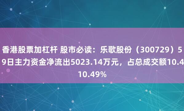 香港股票加杠杆 股市必读：乐歌股份（300729）5月19日主力资金净流出5023.14万元，占总成交额10.49%