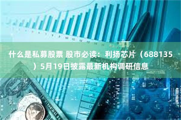 什么是私募股票 股市必读：利扬芯片（688135）5月19日披露最新机构调研信息