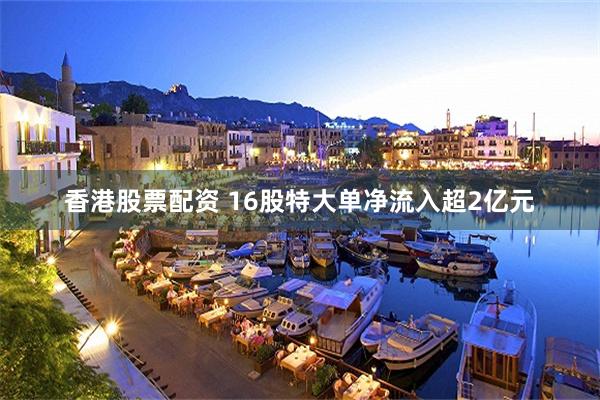 香港股票配资 16股特大单净流入超2亿元